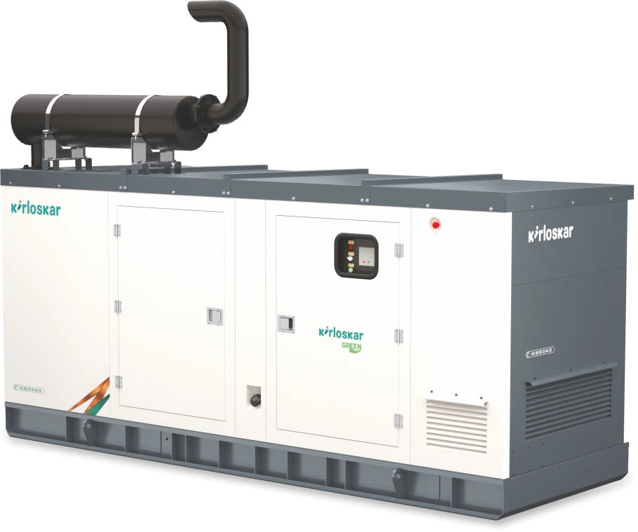 Kirloskar enclosed diesel genset shown in the supplied 200–250 kVA brochure