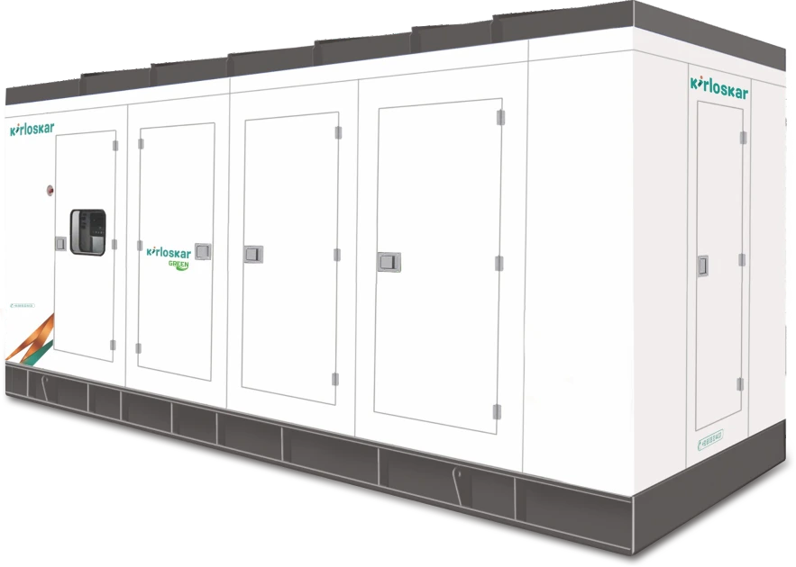 Kirloskar enclosed diesel genset shown in the supplied 320–750 kVA brochure