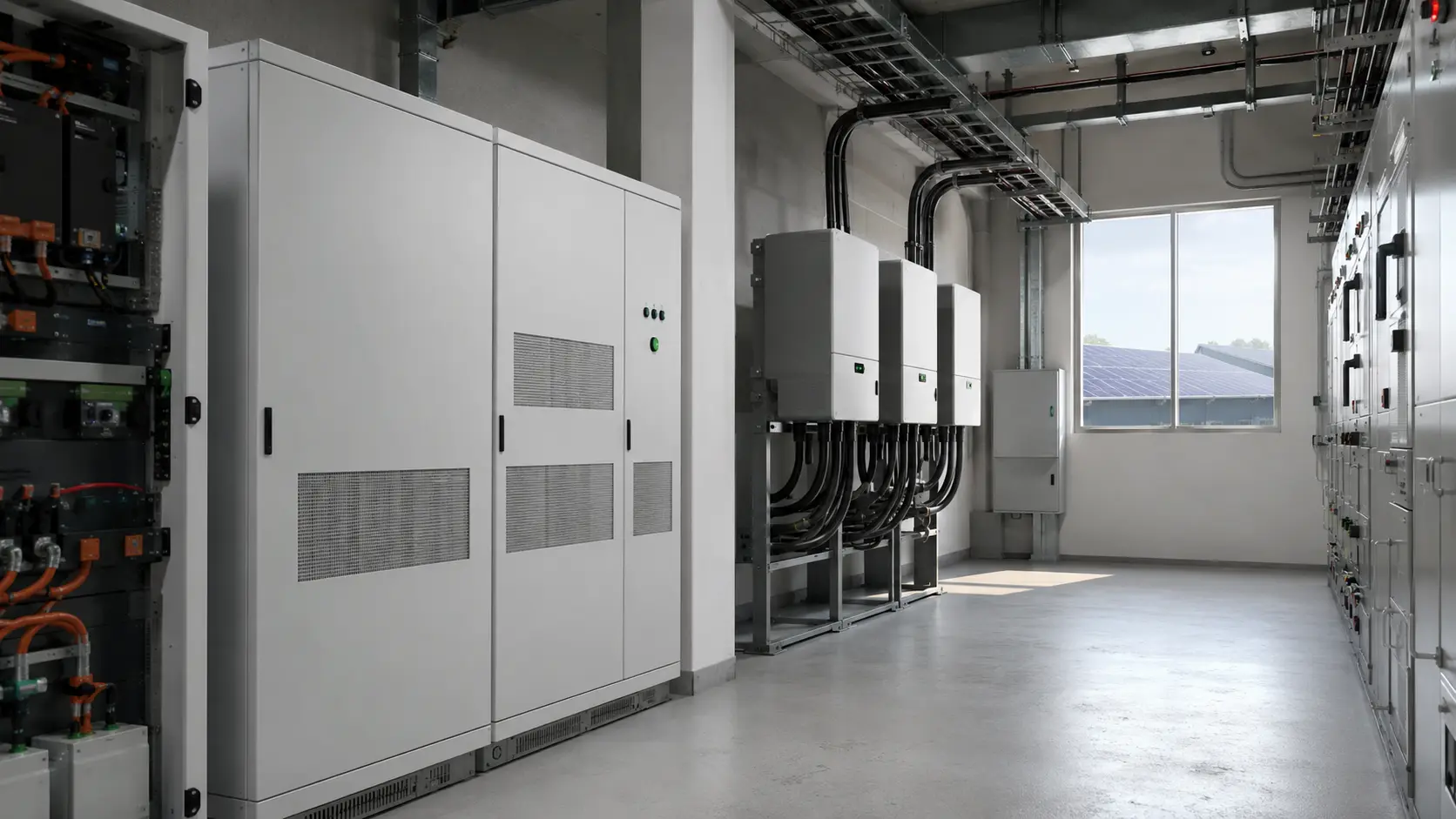 Battery energy storage system with commercial power electronics and solar integration