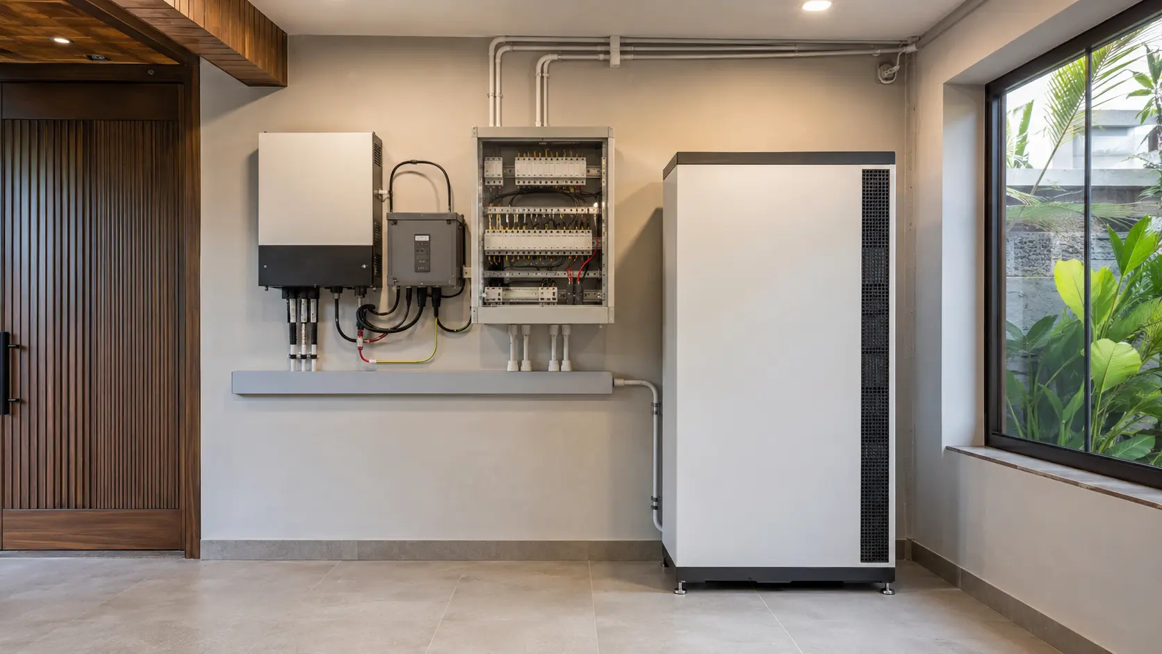 LiFePO4 energy storage cabinet with inverter and solar electrical integration