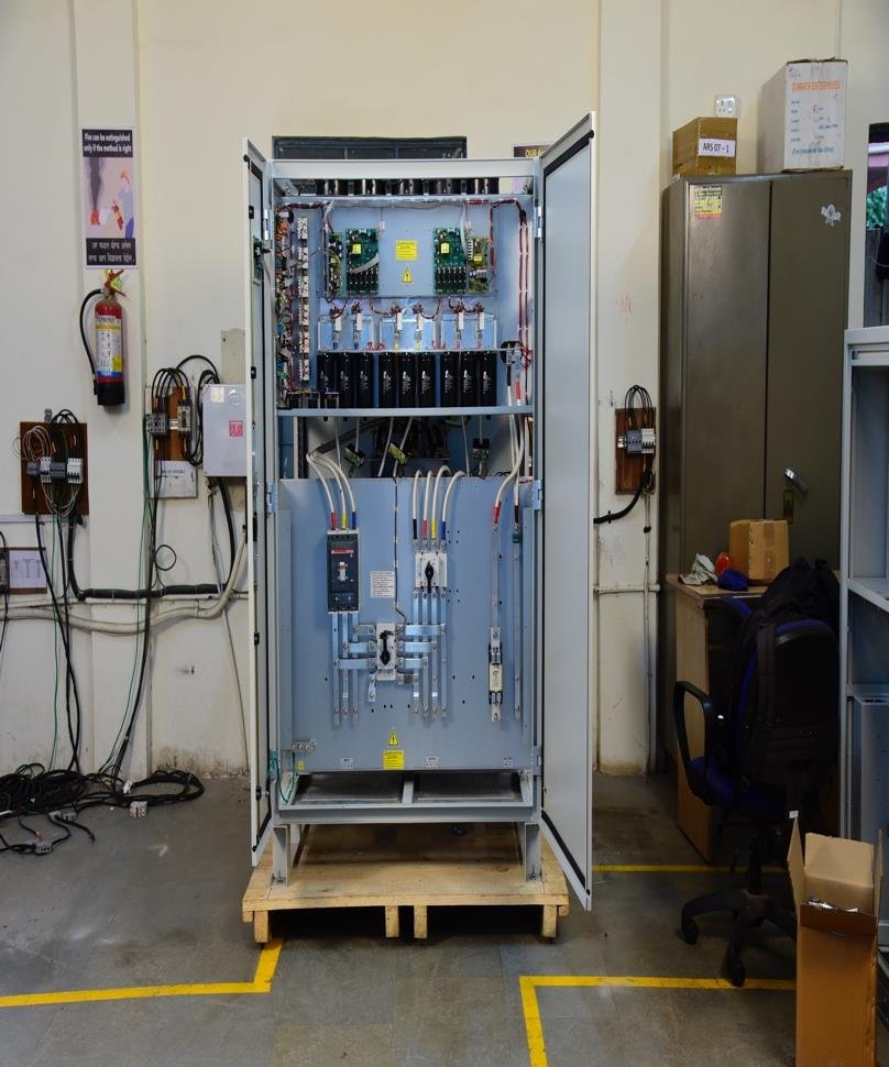 Industrial power-conditioning cabinet under assembly at the Fujitronix manufacturing unit
